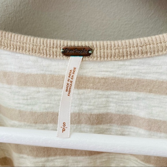 Free People Striped Tank Top Cream Sz Small - Picture 8 of 13